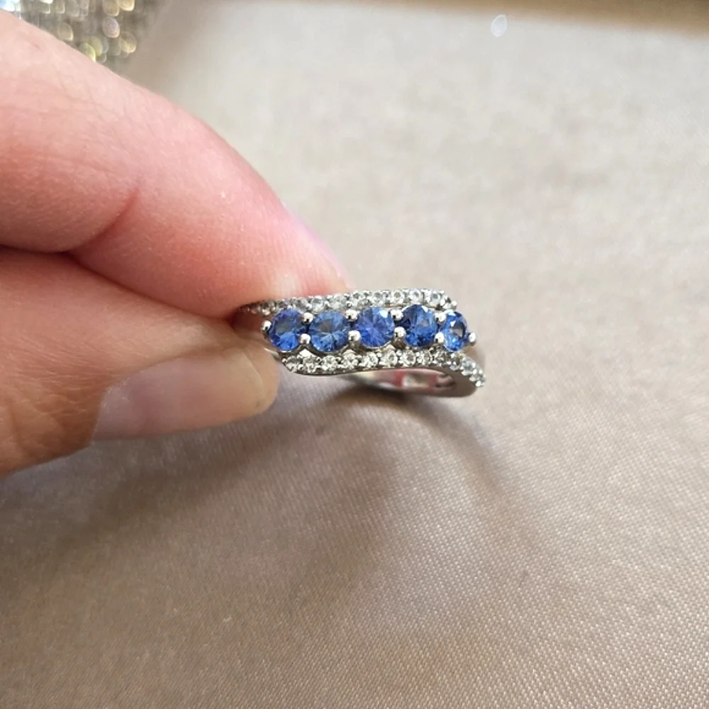Sterling Blue And White Topaz Ring